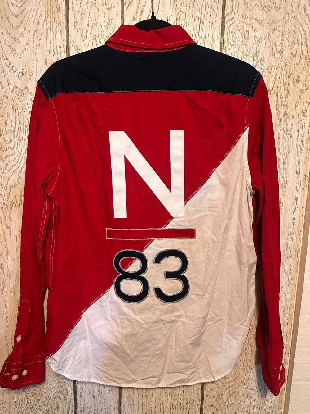 Nautical Classic Button-Down Shirt with N 83 Logo Stitched on the Back Size S